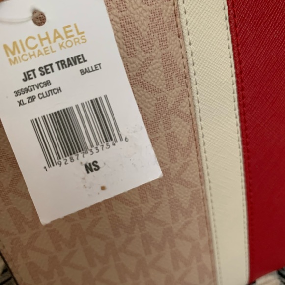 Michael kors mk xl zip clutch ballet pink red - Picture 3 of 8